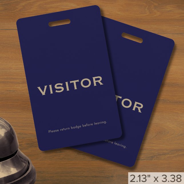 Simple Navy Blue Visitor Badge ID Badge (Creator Uploaded)