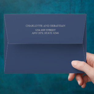 Simple navy blue wedding invitations envelope