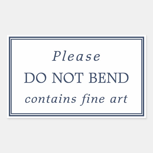 Simple Navy Blue White Do Not Bend Rectangular Sticker (Front)