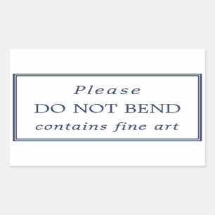 Simple Navy Blue White Do Not Bend Rectangular Sticker