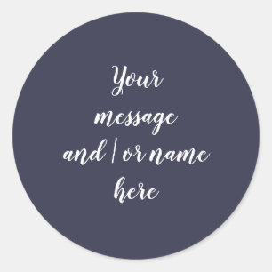 Simple Navy Blue White  personalised Classic Round Sticker