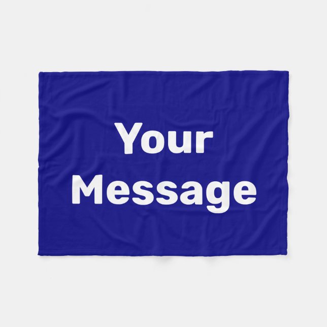 Simple Navy Blue White Text Your Message Template Fleece Blanket (Front (Horizontal))