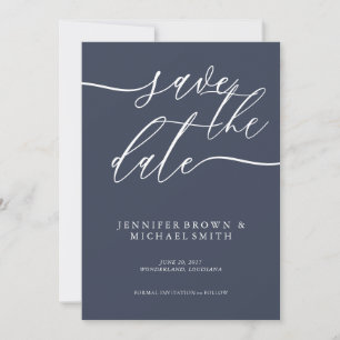 Simple Navy Custom photo back Wedding Save The Date