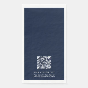 Simple Navy Custom QR Code Business Promotional Napkin