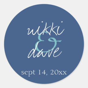 Simple navy handwritten wedding favour label seal