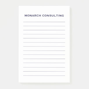 Simple Navy Lined Personalised Business Post-it Notes