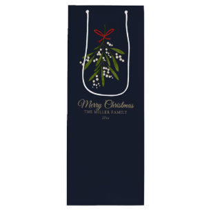 Simple navy mistletoe Gift Bag