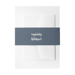 Simple Navy Modern Minimalist Bride and Groom Invitation Belly Band