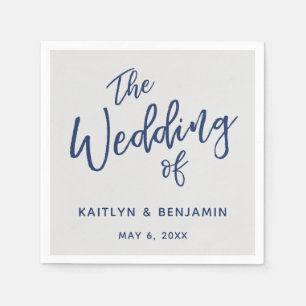Simple Navy on Gray Typography The Wedding Of Napkin