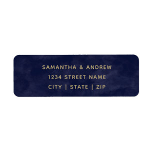 Simple Navy Watercolor Wedding Return Address Label