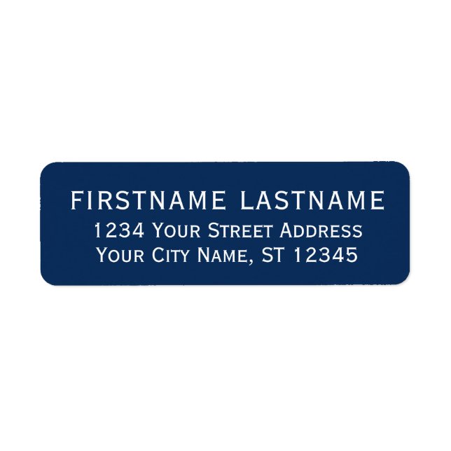 Simple Navy White Elegant Name - Return Address Label (Front)