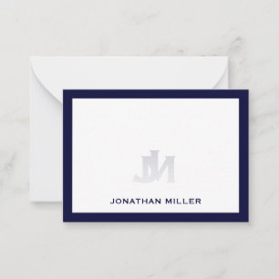 Simple Navy White Typographic Name Card