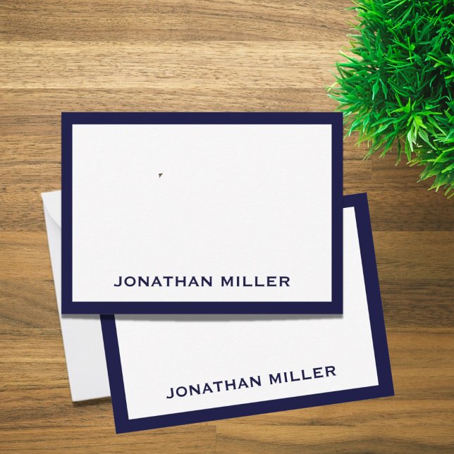 Simple Navy White Typographic Name Card (Creator Uploaded)