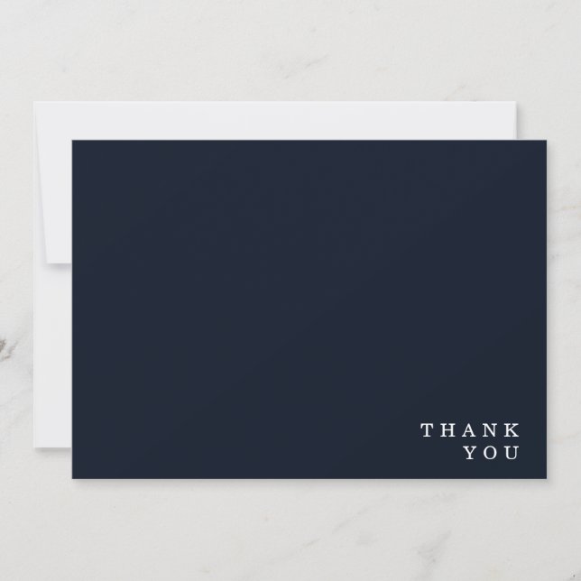 Simple Navy & White Wedding Thank You (Front)