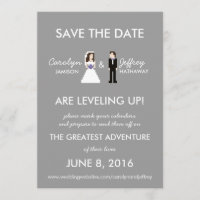 Simple, Nerdy 8-Bit Bride & Groom Save the Dates