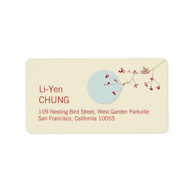 Simple Nesting Bird Family Baby Shower Address Label (Front)
