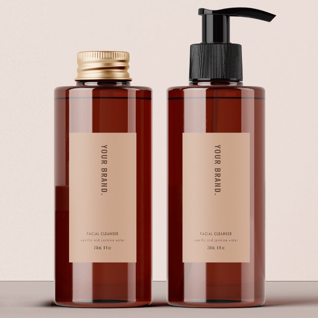 Simple Neutral Beige Chic Product Waterproof Label (Neutral Beige Waterproof Rectangle Product Label - can be used on bottles, jars, pouches)