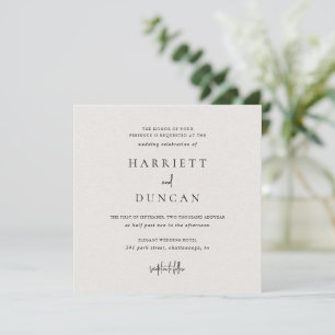 Simple Neutral Beige Elegant Wedding Invitation
