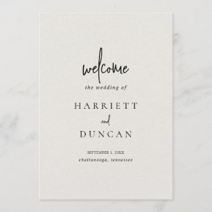 Simple Neutral Beige Elegant Wedding Program