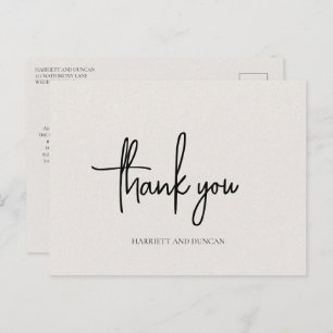 Simple Neutral Beige Elegant Wedding Thank You Postcard