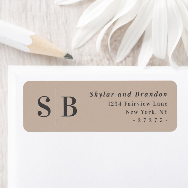 Simple Neutral Beige Wedding Return Address Label (Insitu)