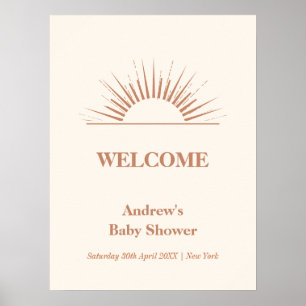 Simple Neutral Boho Sunshine Baby Shower Welcome Poster