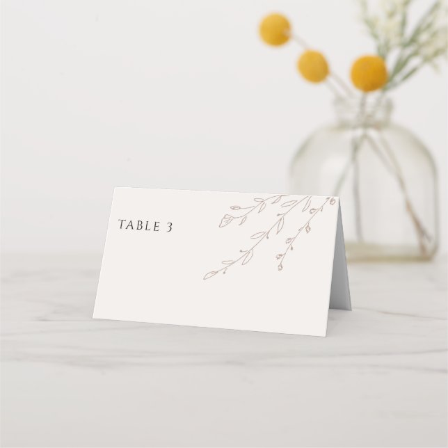 Simple Neutral Cream Wedding Table Place Card (Front)