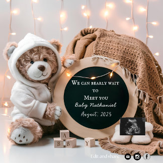 Simple neutral digital pregnancy announcement 
