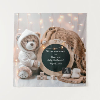 Simple neutral digital pregnancy announcement  tapestry