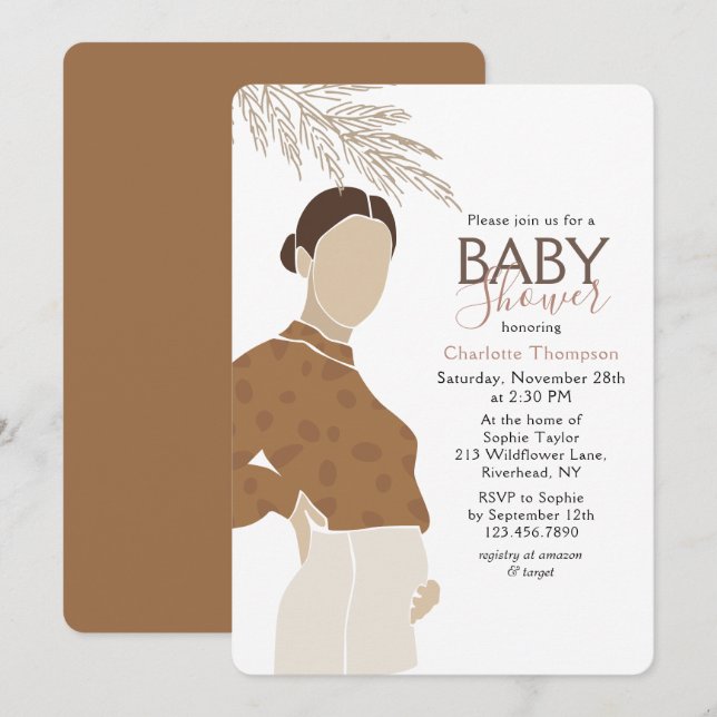 Simple Neutral Expectant Mum Baby Shower Invitation (Front/Back)