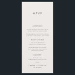 Simple Neutral Ivory Beige Wedding Menu<br><div class="desc">This minimalist wedding menu will add a touch of elegance to your Wedding party decor. Light beige background makes this design great for a fall wedding. All text is editable,  just click on 'Personalise this template'. Corresponding items including wedding Invitation suite and day-of stationery are also available.</div>