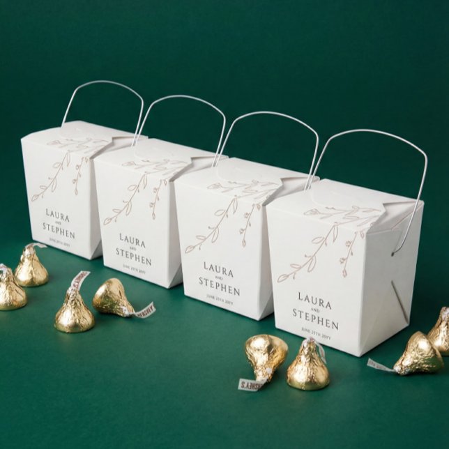 Simple Neutral Ivory Botanical Wedding Favour Box (Creator Uploaded)