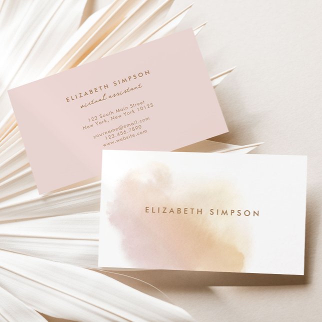 Simple Neutral Minimal Watercolor Business Card (Creator Uploaded)