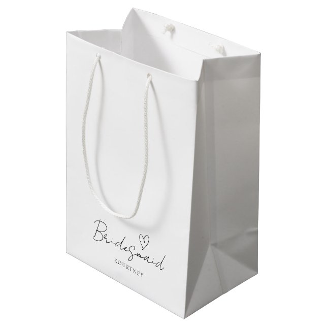 Simple Neutral Personalised Bridesmaid Gift Bag (Front Angled)