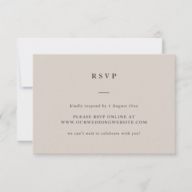Simple Neutral Text Only Elegant Wedding Website RSVP Card (Front)