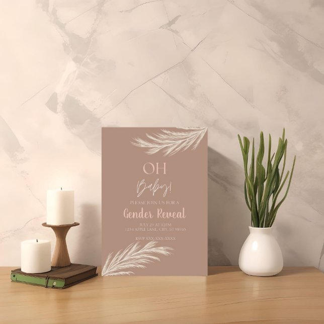 Simple Neutral Tone Boho Gender Reveal Invitation (Creator Uploaded)