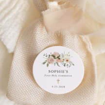 Simple Neutral Watercolor Flowers First Communion