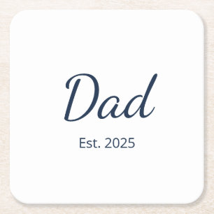 Simple New Dad Minimalist Father's Day Square Paper Coaster