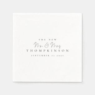 Simple New Mr and Mrs Name Date Script Napkin