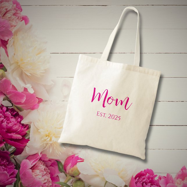 Simple New Mum Hot Pink Elegant Mother's Day  Tote Bag (Creator Uploaded)