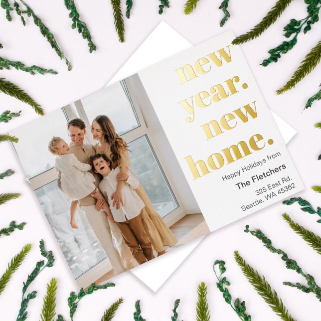 Simple New Year New Home Moving Photo Holiday Card (Creator Uploaded)