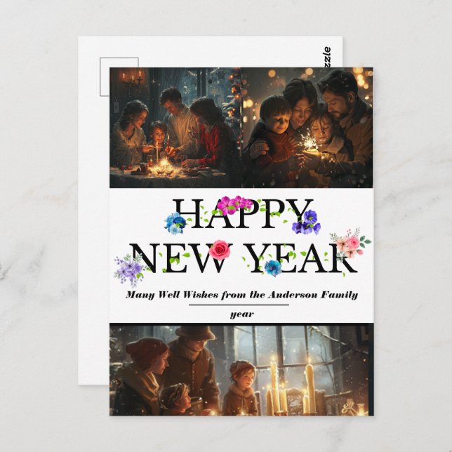 Simple New Year's Celebration Postcard (Front/Back)