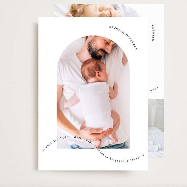 simple newborn arch photo collage baby birth announcement (Creator Uploaded)