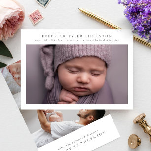 simple newborn photo collage birth announcement