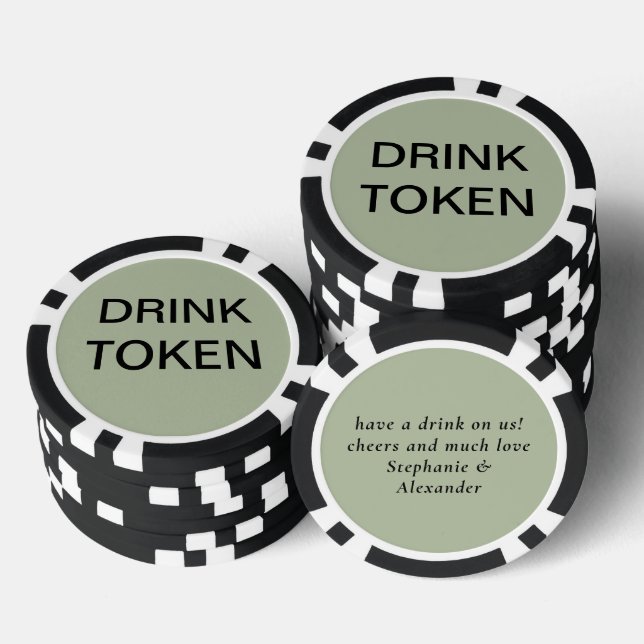 Simple Newlywed Wedding Drink Token Sage Green (Stack)