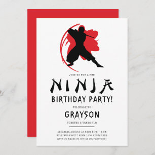 Simple Ninja Birthday Party Invitation