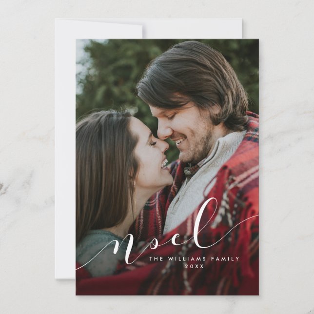 Simple Noel Christmas Photo Cards (Front)