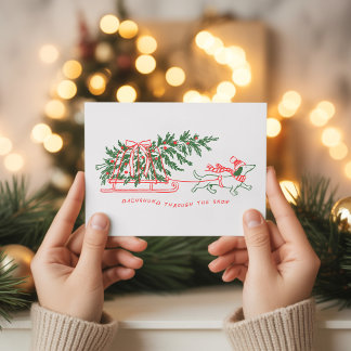 Simple Non-Photo Dachshund Christmas Holiday Card
