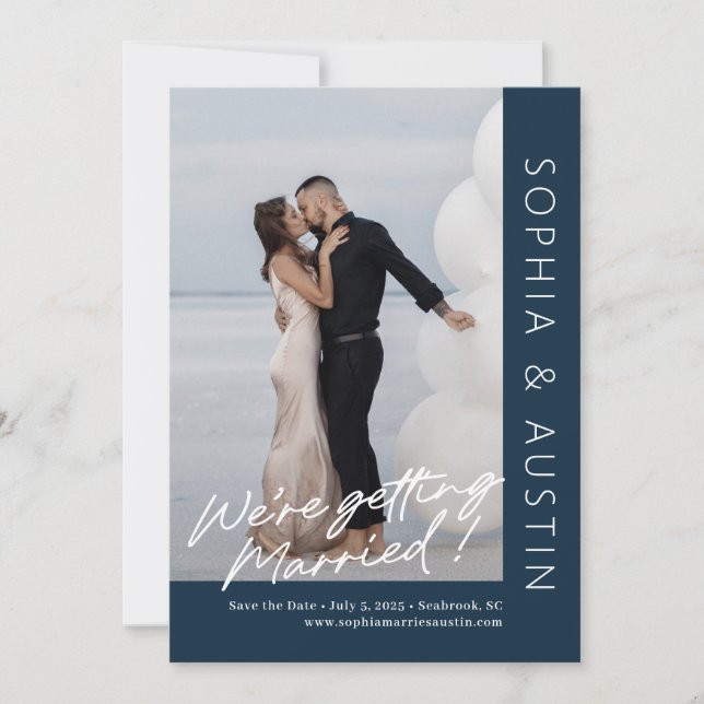 Simple Note Editable Colour Save The Date Card (Front)
