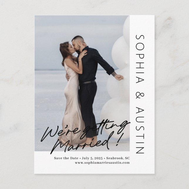 Simple Note Editable Colour Save The Date Postcard (Front)